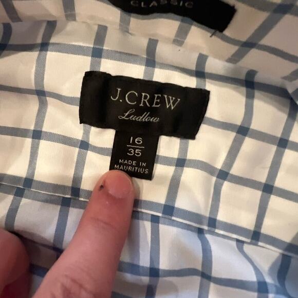 J. Crew Men's Ludlow Stretch Button Up Stretch Dress Shirt Blue White Size 16/35 - Picture 3 of 5